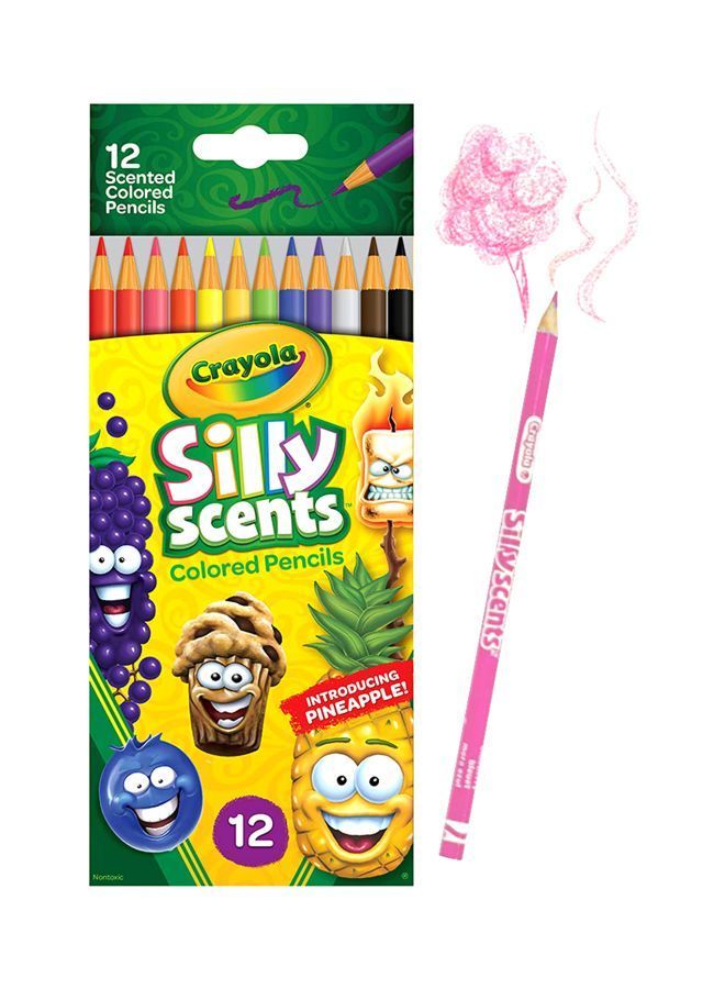 NIBEMINENT 12-Piece Silly Scents Colored Pencils Red/Green/Yellow - Image 2