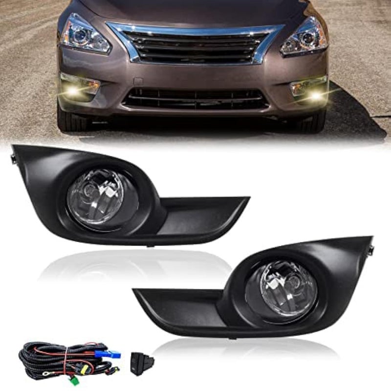 Shocklight Fog Lights Assembly Replacement For 2013 2014 2015 Nissan Altima Fog Light Replacement with 12V 55W H11 Bulbs Wiring Harness and Switch