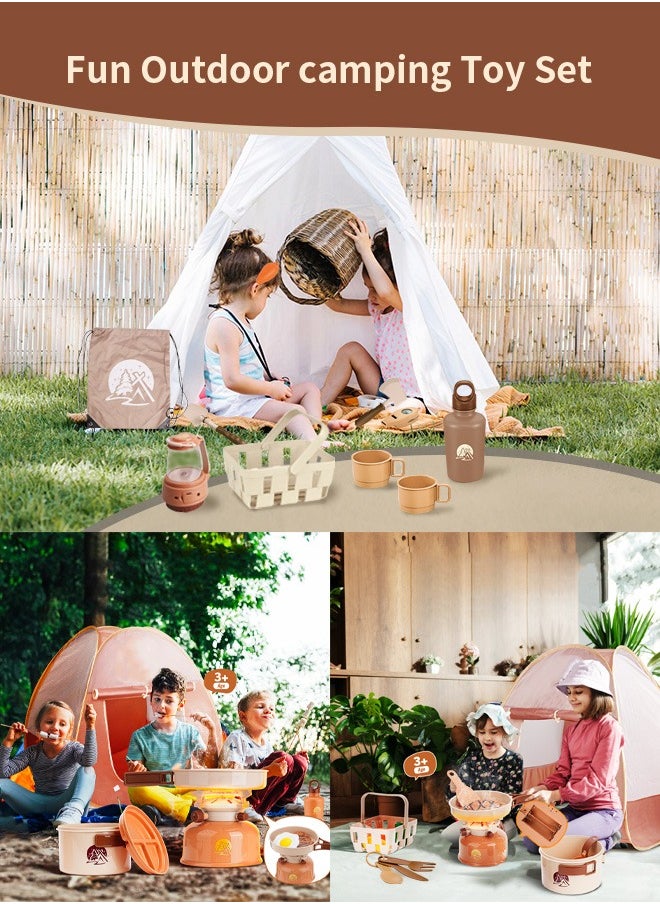 Children Pretend Camping Toys Food Toys Kids Camping Set Toy Set with Storage Bag