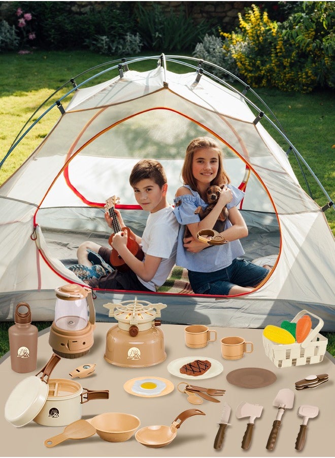 Children Pretend Camping Toys Food Toys Kids Camping Set Toy Set with Storage Bag