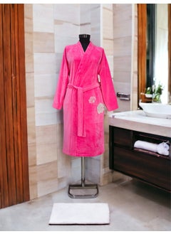 Tanem Home Cotton Embroidered Women's Bathrobe | Fuchsia Bathrobe | Dowry 