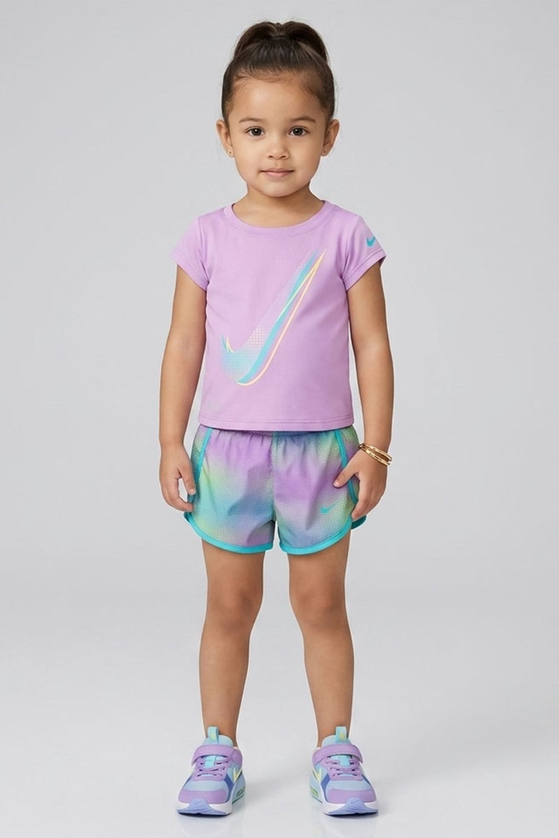 Nike Toddlers Girl 2 Pieces Brand Logo T-Shirt And Short Set, Multicolor - Image 1