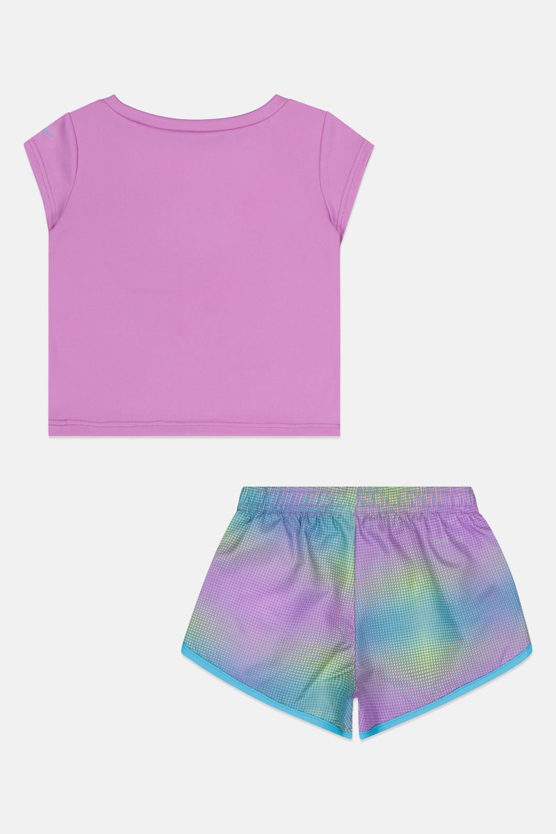 Nike Toddlers Girl 2 Pieces Brand Logo T-Shirt And Short Set, Multicolor - Image 2