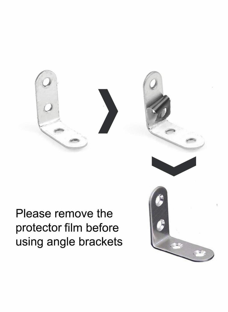 Stainless Steel Corner Braces, 40mmx40mm Heavy Duty Corner Steel Joint Right Angle L Bracket Brace Set with Screws for Shelves Furniture Wood Wall Hanging Fastener 18 Pcs - Image 2