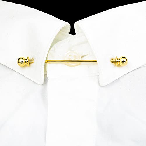 lasenersm 2-Piece Collar Pin & Bar Set - Shirt Collar Tie Pins for Men - Wedding & Business (Silver, Golden) - Image 4