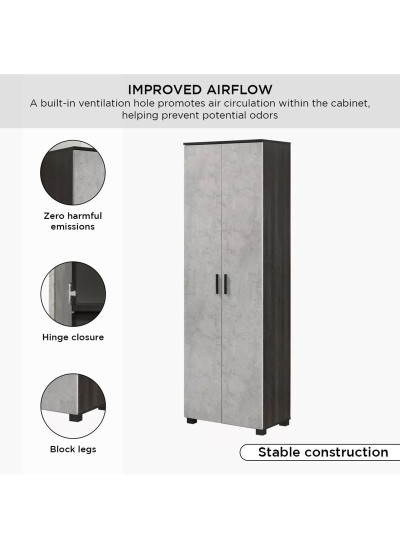 Home Box - Capri 33-Pair Tall Shoe Cabinet 10 Shelves 2 Doors Engineered Wood 60 x 190 x 37 cm Grey - Image 1