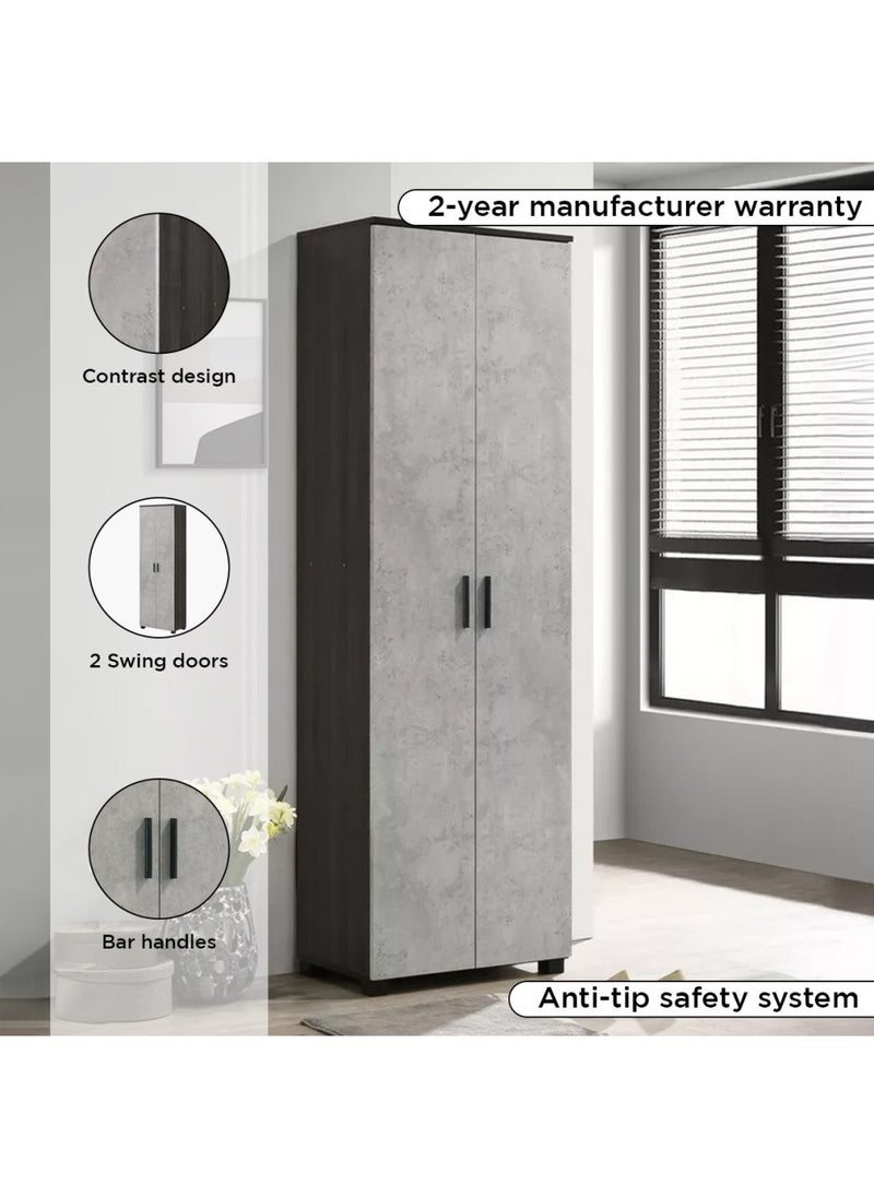 Home Box - Capri 33-Pair Tall Shoe Cabinet 10 Shelves 2 Doors Engineered Wood 60 x 190 x 37 cm Grey - Image 1