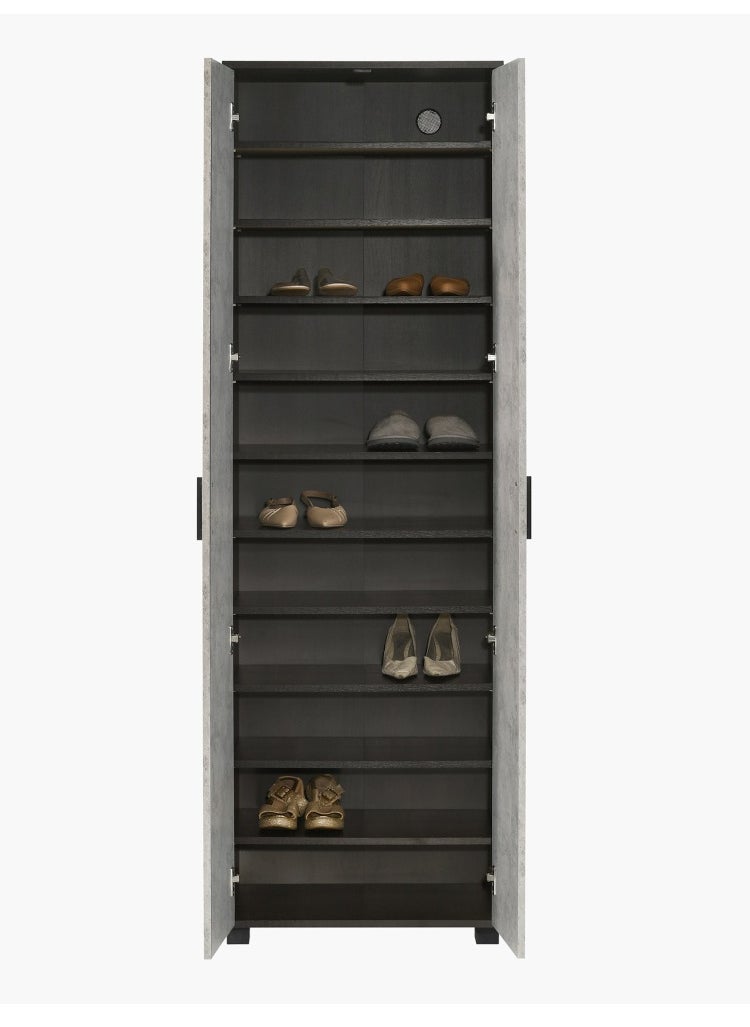 Home Box - Capri 33-Pair Tall Shoe Cabinet 10 Shelves 2 Doors Engineered Wood 60 x 190 x 37 cm Grey - Image 1