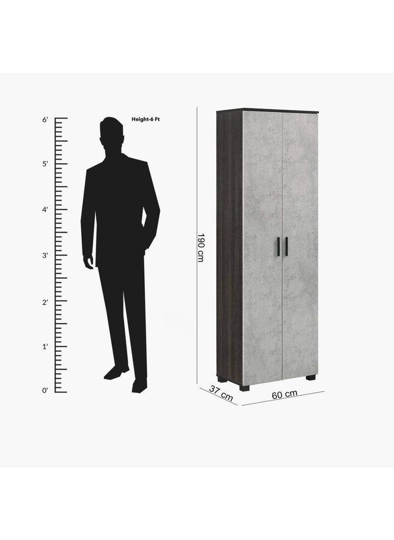 Home Box - Capri 33-Pair Tall Shoe Cabinet 10 Shelves 2 Doors Engineered Wood 60 x 190 x 37 cm Grey - Image 1
