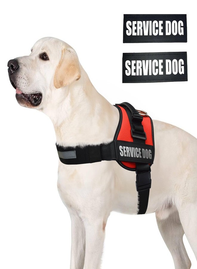 ALBCORP Service Dog Vest Harness – Reflective Service Animal Vest with Handle, No-Pull Adjustable Mesh Padding – XXS–XL – 2 Removable Patches (Large, Red) - Image 2