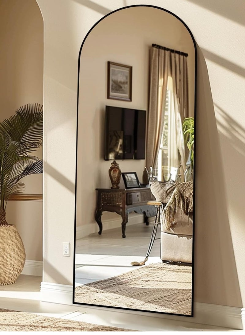 165 * 60 سم مرآة قوسية كاملة الطول ، مرآة أرضية قوسية مع موقف ، زاوية مستقيمة مرآة كاملة الطول مرآة جدار معلقة أو مائلة مرآة جسم كاملة قوسية أعلى لغرفة النوم (أسود ، 65 x23.5) - Image 4