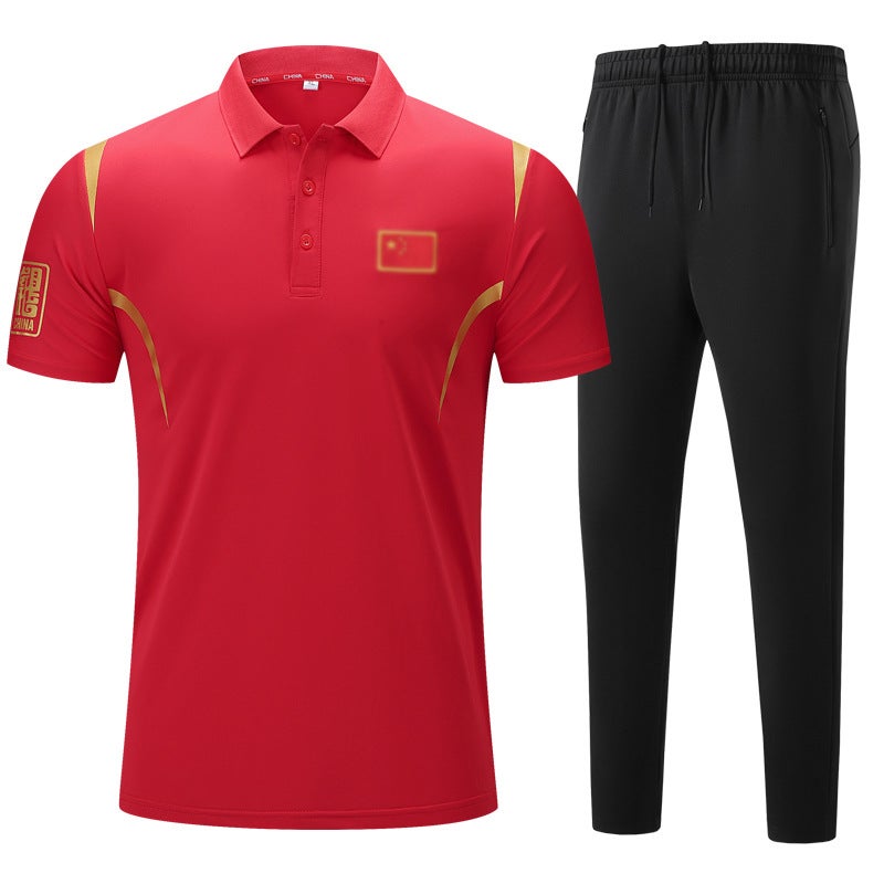 Chinese National Team Sports T-Shirt Football Referee Quick-Drying Short-Sleeved Martial Arts Taekwondo Swimming Coach Polo Shirt - Image 5