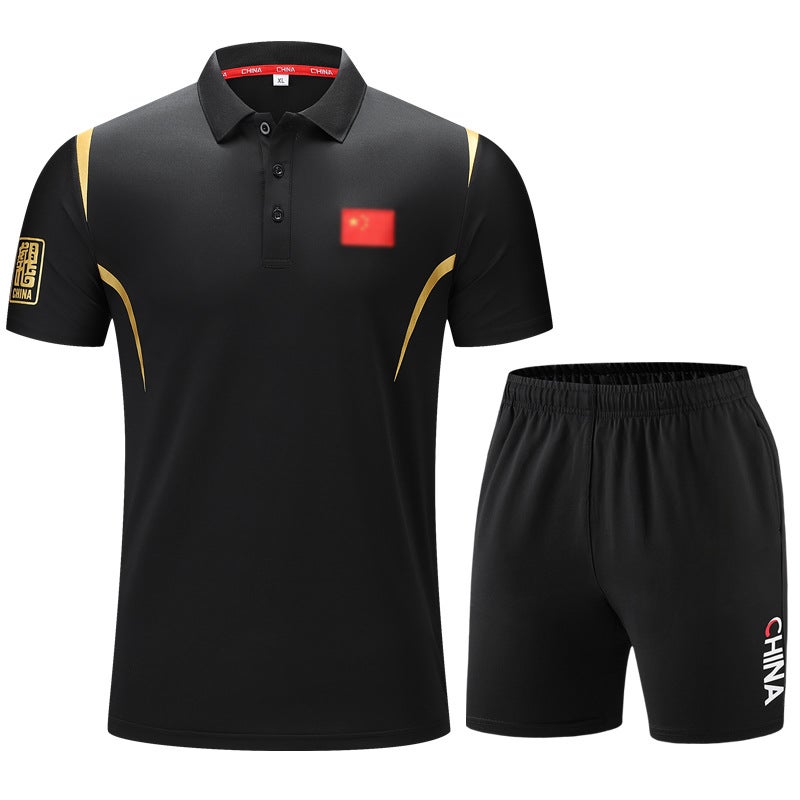 Chinese National Team Sports T-Shirt Football Referee Quick-Drying Short-Sleeved Martial Arts Taekwondo Swimming Coach Polo Shirt - Image 1