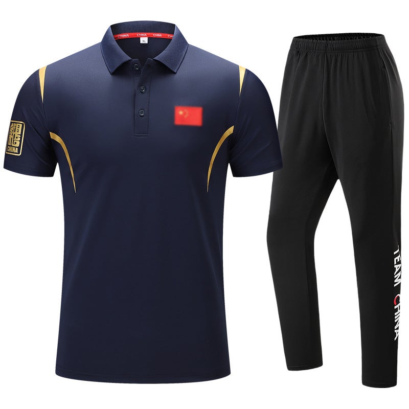 Chinese National Team Sports T-Shirt Football Referee Quick-Drying Short-Sleeved Martial Arts Taekwondo Swimming Coach Polo Shirt - Image 4