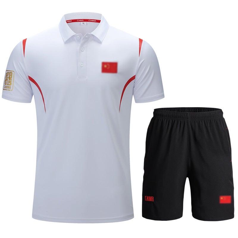 Chinese National Team Sports T-Shirt Football Referee Quick-Drying Short-Sleeved Martial Arts Taekwondo Swimming Coach Polo Shirt - Image 2