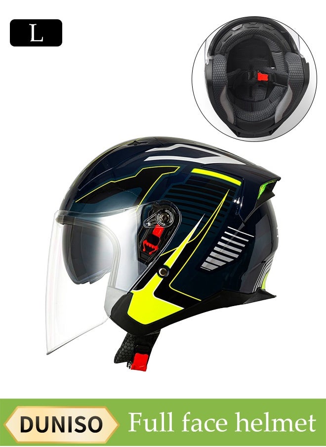 DUNISO Full Face Motorcycle Helmet, Lightweight Crash Resistant Motorcycle Helmet, All Season Cool Racing Helmet，Equipped with Dual Lenses,Removable Breathable Lining, Suitable for Both Men and Women (L)  - Image 1