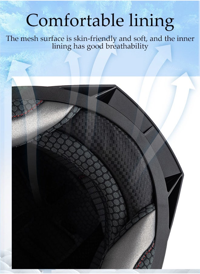 DUNISO Full Face Motorcycle Helmet, Lightweight Crash Resistant Motorcycle Helmet, All Season Cool Racing Helmet，Equipped with Dual Lenses,Removable Breathable Lining, Suitable for Both Men and Women (L)  - Image 4