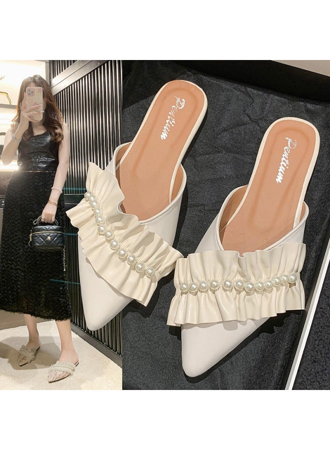 FLAT Fairy Style Toe Cap Half Slipper Women's Shoes For Outerwear, New Niche Half Top Single Shoe - Image 2