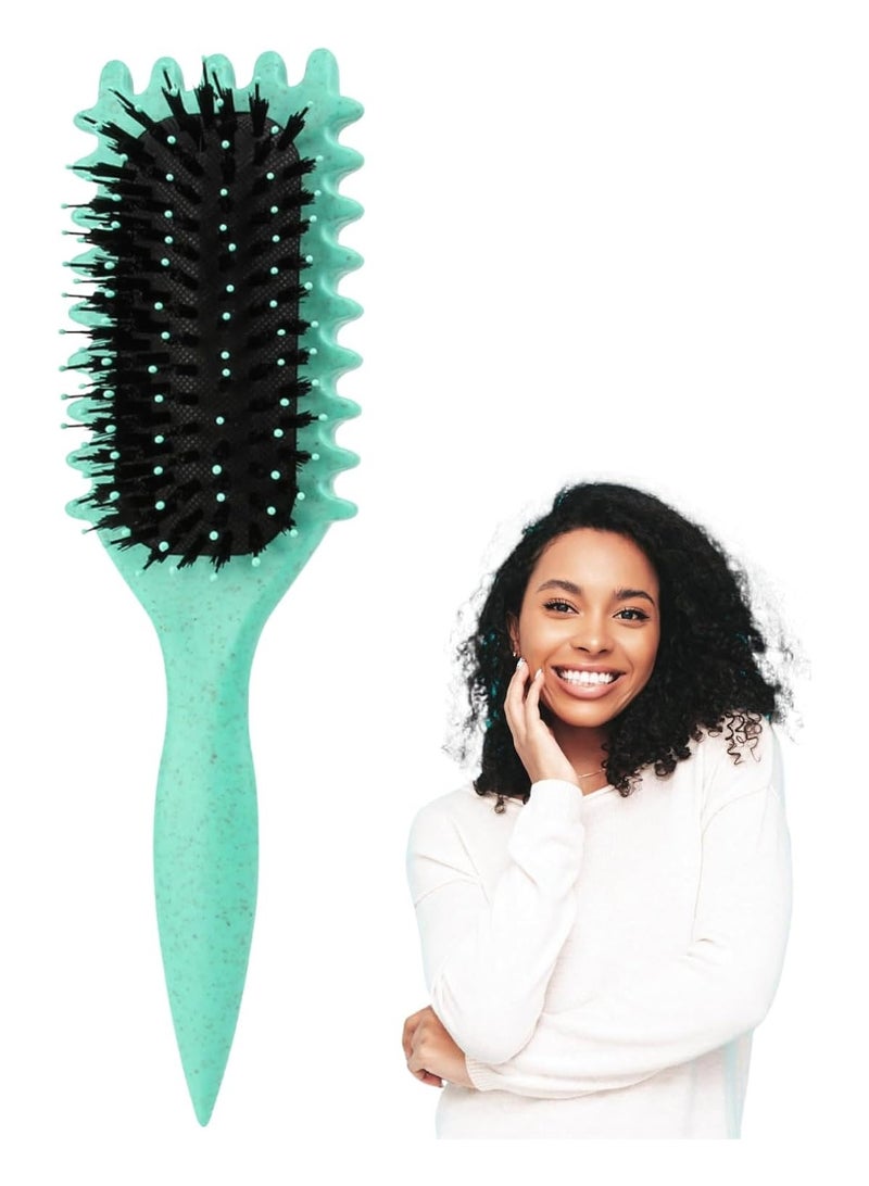 عام فرشاة تجعيد لتعريف الشعر المجعد، فرشاة مرنة لتجعيد الشعر لفك التشابك وتشكيل الشعر. تقلل من الشد، مناسبة للنساء والرجال والفتيات للشعر المبلل أو لتمشيط وتصميم الشعر. فرشاة EdgeLift. - Image 1