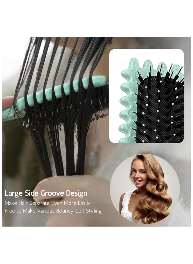 عام فرشاة تجعيد لتعريف الشعر المجعد، فرشاة مرنة لتجعيد الشعر لفك التشابك وتشكيل الشعر. تقلل من الشد، مناسبة للنساء والرجال والفتيات للشعر المبلل أو لتمشيط وتصميم الشعر. فرشاة EdgeLift. - Image 3