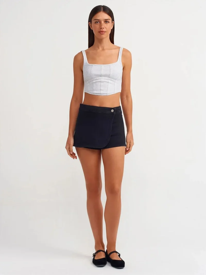 ديلفين DILVIN High-Waist Denim Mini Skirt