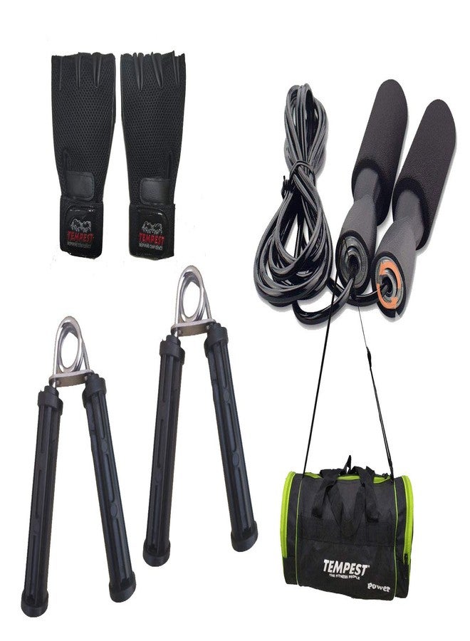 TEMPEST Pro Personal Fitness Combo |Gym Combo| Exercise Combo with Hand Gripper Combo Gym Gloves Skipping Rope with Free KIT Bag | Ideal for Professional Fitness Freaks - Image 1