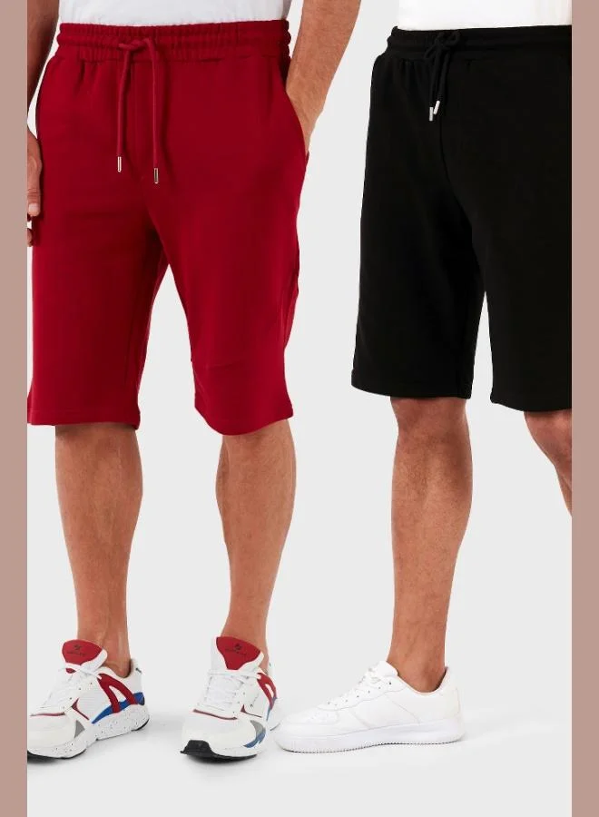 بوراتي شورت رجالي قطن بوراتي بقصة عادية وخصر طبيعي عبوة من قطعتين