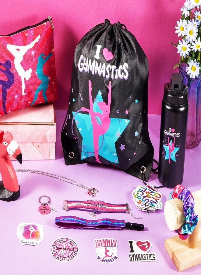 Kigeli Gymnastics Gifts Gymnastics Drawstring Bag Headband Bracelet Necklace Scrunchies Makeup Bag Vacuum Bottle Keychain 50 Pcs Waterproof Stickers Gymnastics Gymnast Party Favors - Image 4