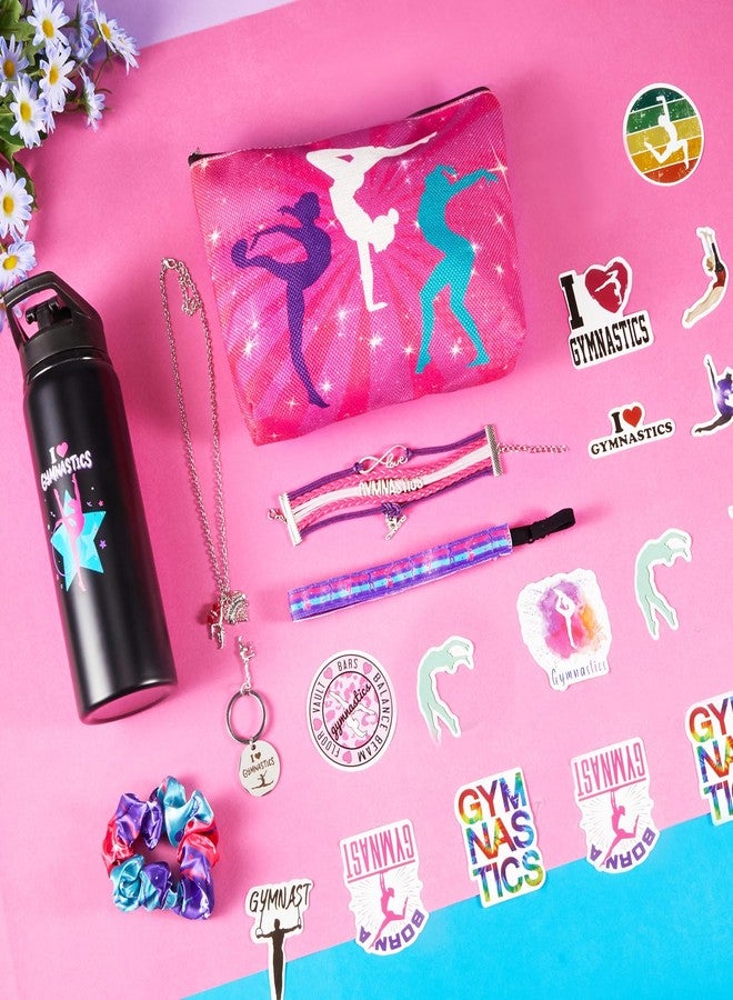 Kigeli Gymnastics Gifts Gymnastics Drawstring Bag Headband Bracelet Necklace Scrunchies Makeup Bag Vacuum Bottle Keychain 50 Pcs Waterproof Stickers Gymnastics Gymnast Party Favors - Image 5