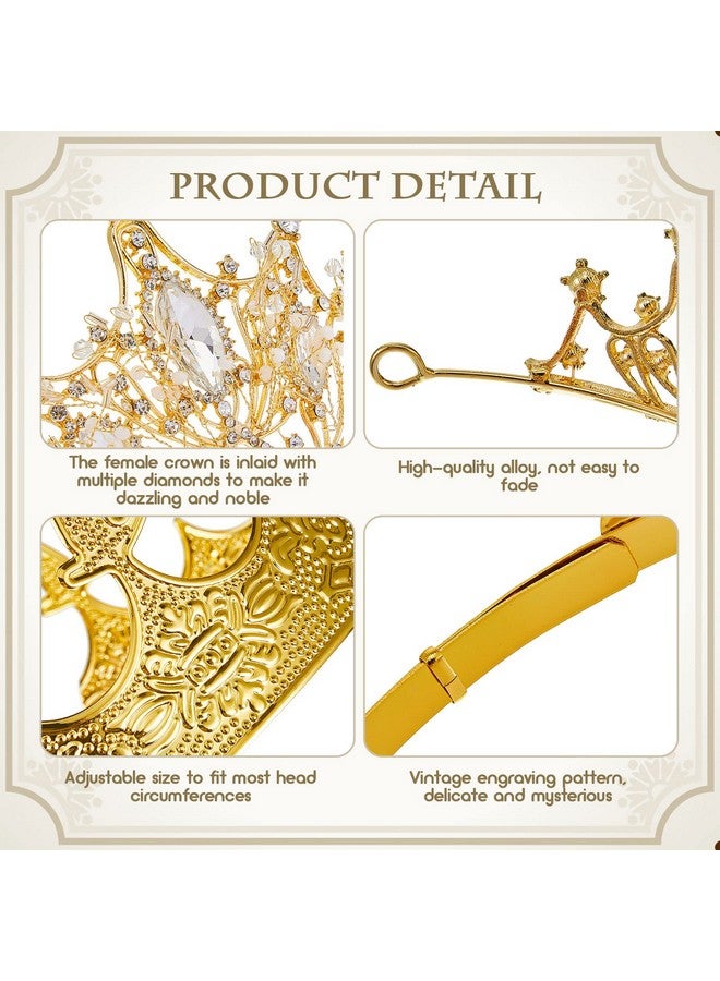 Sureio 2 قطع تاج ملكي عتيق للرجال وتاج ملكة باروكي للنساء تيارا كريستالية ملحقات حفلات الهالوين (أسلوب حيوي) - Image 4