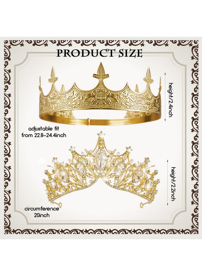 Sureio 2 قطع تاج ملكي عتيق للرجال وتاج ملكة باروكي للنساء تيارا كريستالية ملحقات حفلات الهالوين (أسلوب حيوي) - Image 3