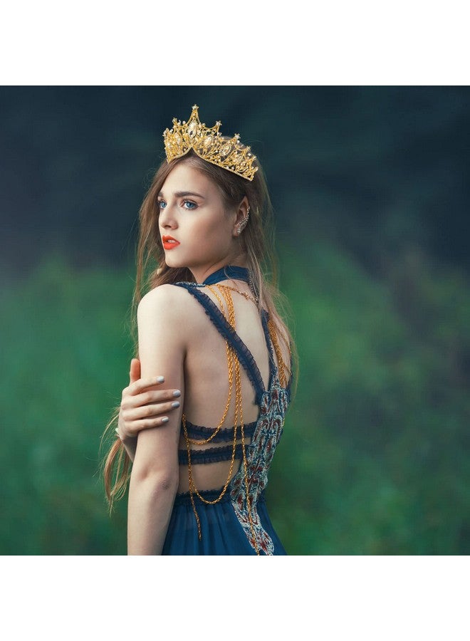 Sureio 2 قطع تاج ملكي عتيق للرجال وتاج ملكة باروكي للنساء تيارا كريستالية ملحقات حفلات الهالوين (أسلوب حيوي) - Image 5