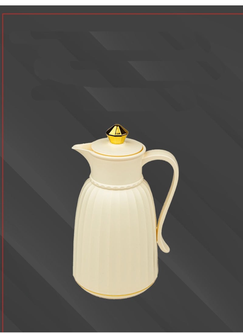 BASURRAH Vacuum thermos for tea and coffee, 1 liter capacity, beige color (Model: 19-46928)  - Image 3