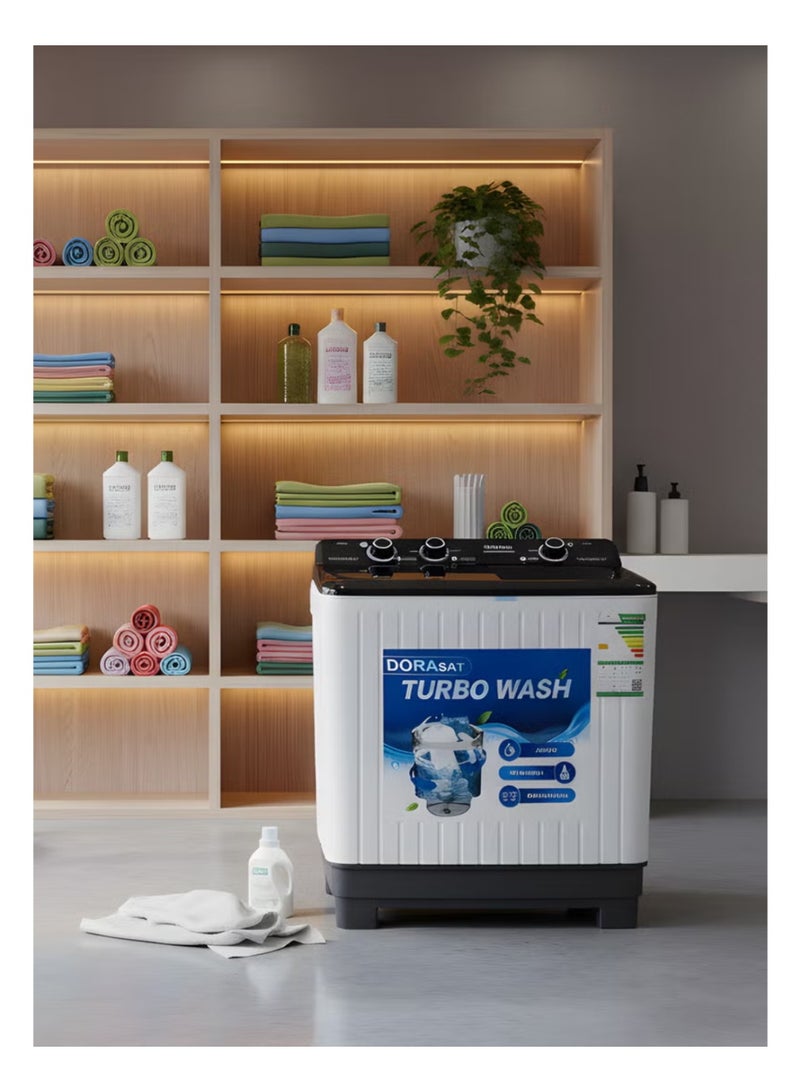 Dora Sat Twin Tub Washing Machine - Top Load - 5 kg - White/Black - DS5TWM - Image 4