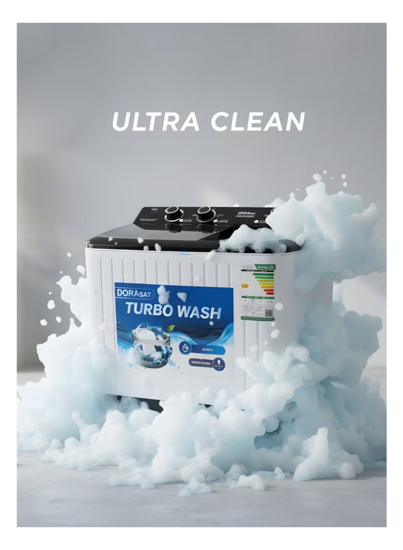 Dora Sat Twin Tub Washing Machine - Top Load - 5 kg - White/Black - DS5TWM - Image 5