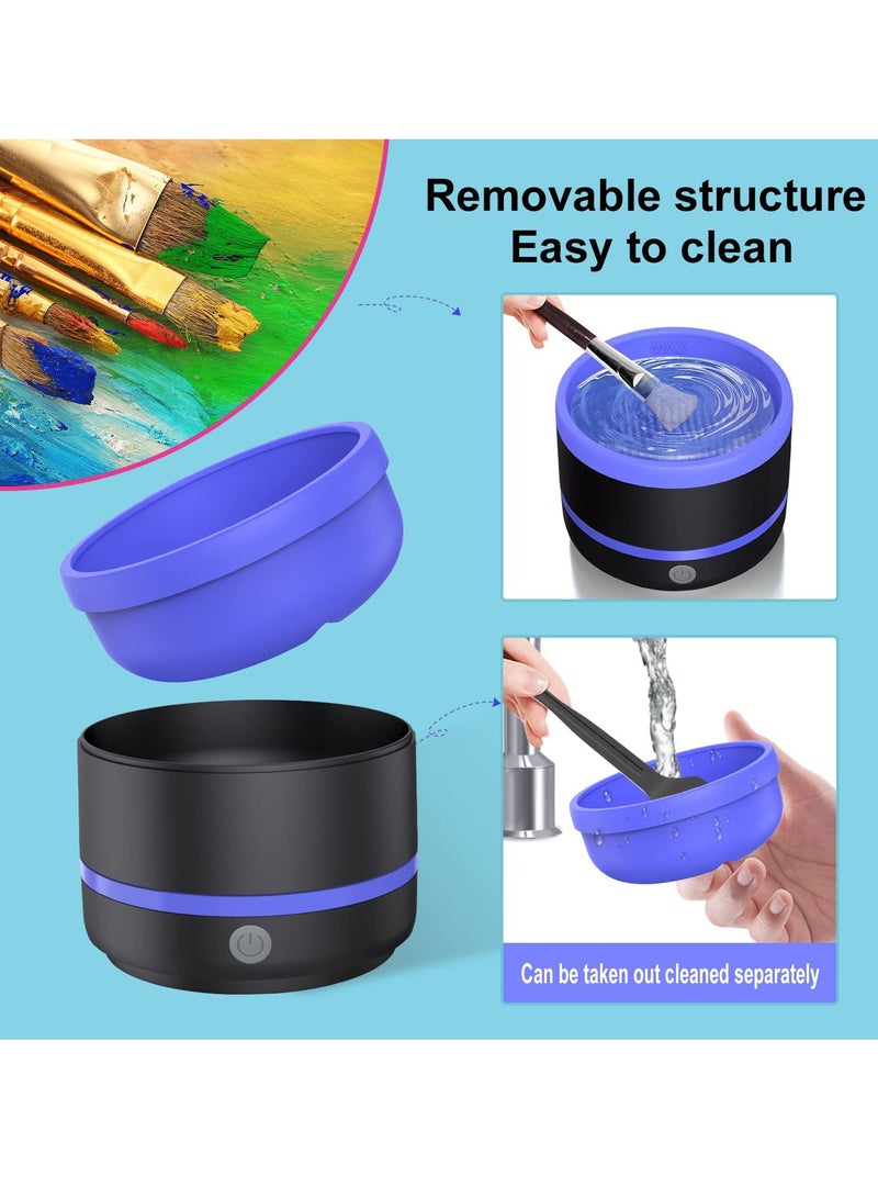KASTWAVE Electric Paint Brush Cleaner Rinse Cup, with Silica gel mat bowl Portable Rinse Cup, 3 mode Improvement ons Automatic Dryer Machine, for Watercolor, Oil, Gouache Painting (Blue) - Image 5