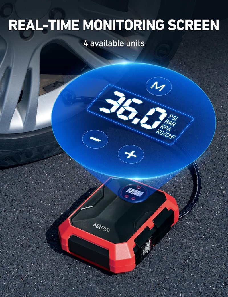 AstroAI 12V DC Portable Tyre Inflator with LED Light and Digital Display - Image 4