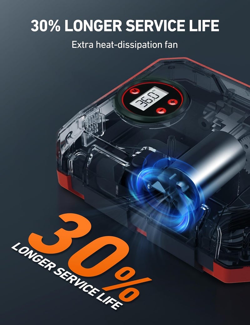 AstroAI 12V DC Portable Tyre Inflator with LED Light and Digital Display - Image 5