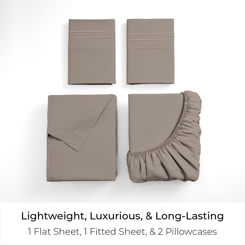 Mellanni King Sheets Set - 4 PC Iconic Collection Bedding - Hotel Luxury, Extra Soft, Cooling Bed Sheets - Wrinkle, Fade, Stain Resistant (King, Tan) - Image 3