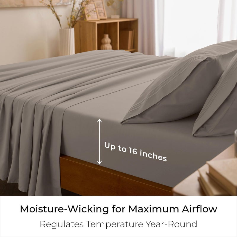 Mellanni King Sheets Set - 4 PC Iconic Collection Bedding - Hotel Luxury, Extra Soft, Cooling Bed Sheets - Wrinkle, Fade, Stain Resistant (King, Tan) - Image 4