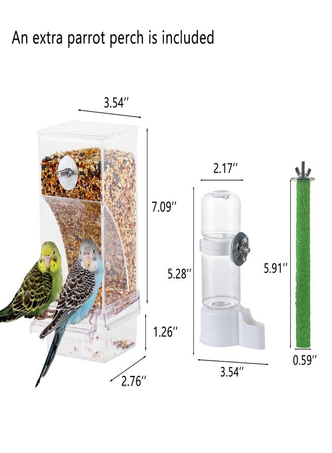 IBWell Set of 3 Automatic Bird Feeders and Waterers for Cage, No Mess Seed and Parrot Water Dispenser, Perch for Cages - Image 2