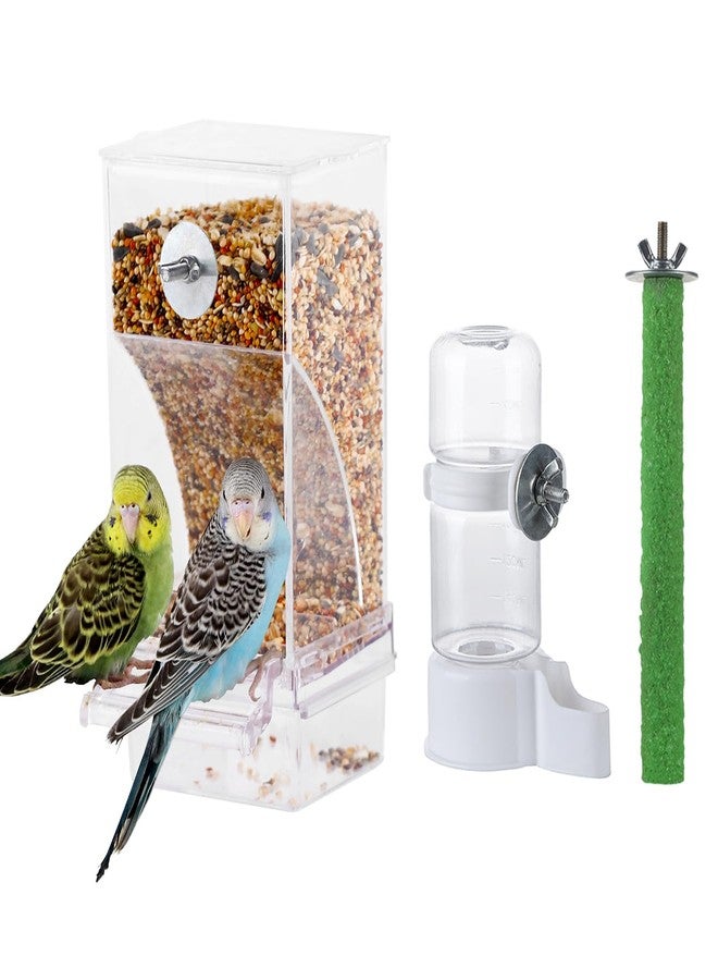 IBWell Set of 3 Automatic Bird Feeders and Waterers for Cage, No Mess Seed and Parrot Water Dispenser, Perch for Cages - Image 1