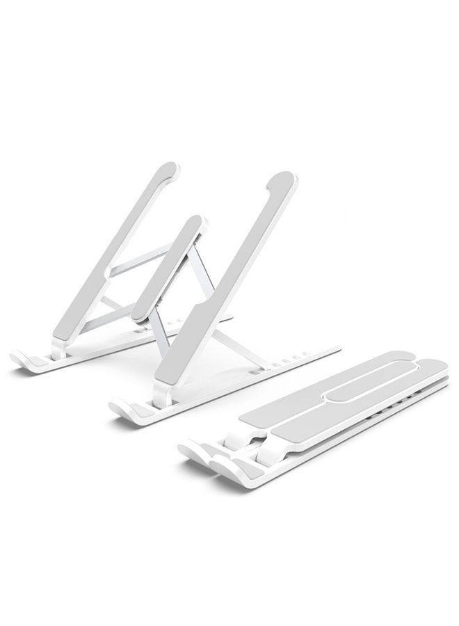 BURAQ Laptop Stand Desktop Raise Bracket Cooling Base Lifting Holder Foldable (White)  - Image 1