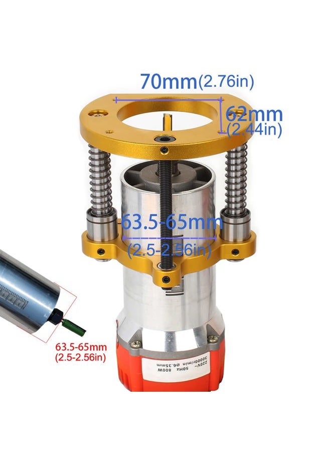 KETIPED Adjustable Router Lift for 65mm Diameter Universal Trimming Machine,Aluminum Under-Table Router Base for Router Table Insert Base Plate with Double Stainless Steel Support Rod,MG-061GD - Image 1
