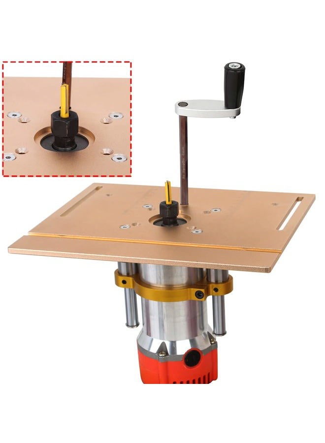 KETIPED Adjustable Router Lift for 65mm Diameter Universal Trimming Machine,Aluminum Under-Table Router Base for Router Table Insert Base Plate with Double Stainless Steel Support Rod,MG-061GD - Image 3