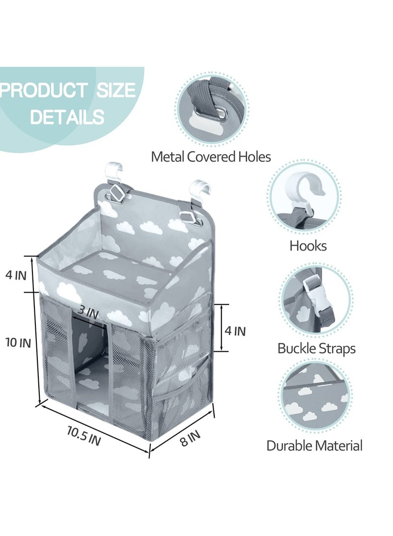 Diaper Crate Hanging Diaper Rack Organizer, Hanging Nursery Diaper Storage Bags Diaper Rack Organizer for Crib Changing Table Playpen Wall Baby Shower Gift Bedside Organizer - (Blue) - Image 3