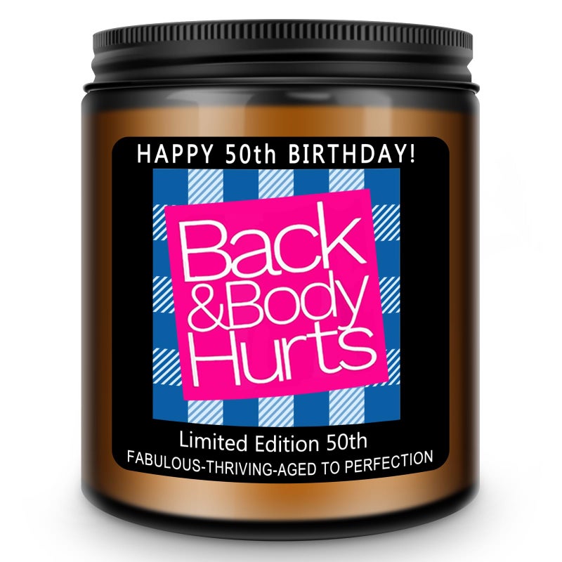 Homsolver 50th Birthday Gift for Her Him, Happy 50th Birthday Candles Gifts for Women Men, Funny 50 Years Old Decorations Ideas- Lavender Scented Candle - Image 1