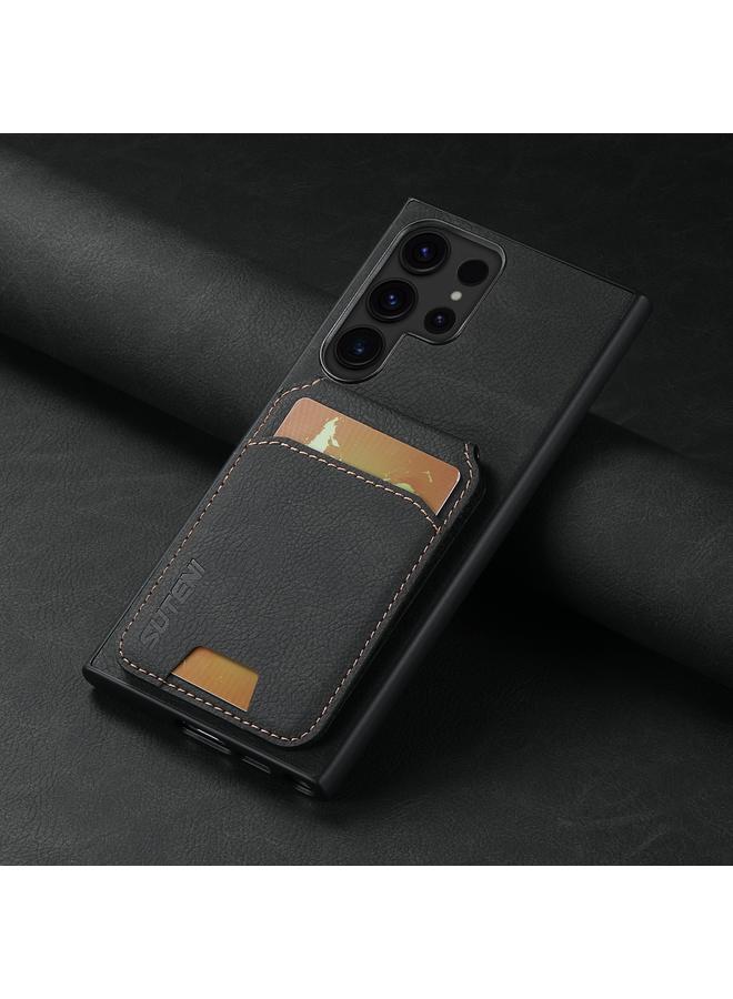 Suteni Case For Samsung Galaxy S22 Ultra 5G H02 Litchi Leather Card Wallet Stand Back Phone Case - Image 2