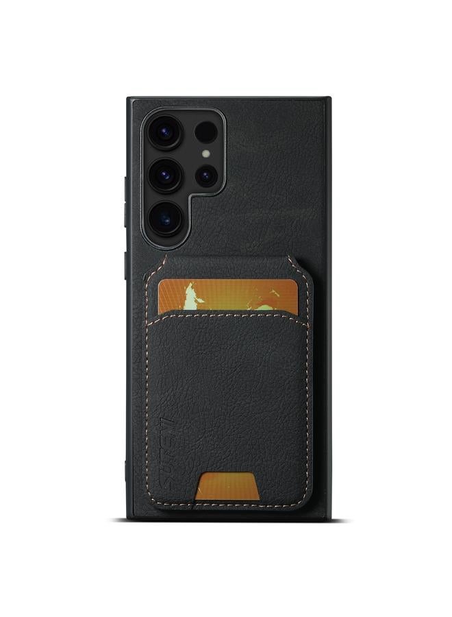 Suteni Case For Samsung Galaxy S22 Ultra 5G H02 Litchi Leather Card Wallet Stand Back Phone Case - Image 1