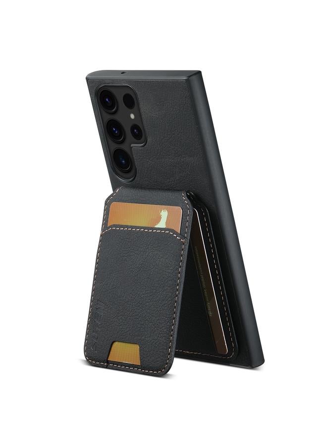 Suteni Case For Samsung Galaxy S22 Ultra 5G H02 Litchi Leather Card Wallet Stand Back Phone Case - Image 3